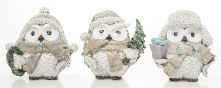 FIGURKA ZIMOWA SOWA 10CM - 3 WZORY