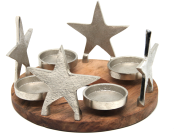 ORYGINALNY ŚWIECZNIK METAL+DREWNO FI20CM H12CM