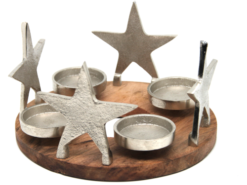 ORYGINALNY ŚWIECZNIK METAL+DREWNO FI20CM H12CM