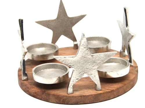 ORYGINALNY ŚWIECZNIK METAL+DREWNO FI20CM H12CM