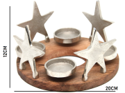 ORYGINALNY ŚWIECZNIK METAL+DREWNO FI20CM H12CM