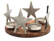 ORYGINALNY ŚWIECZNIK METAL+DREWNO FI20CM H12CM