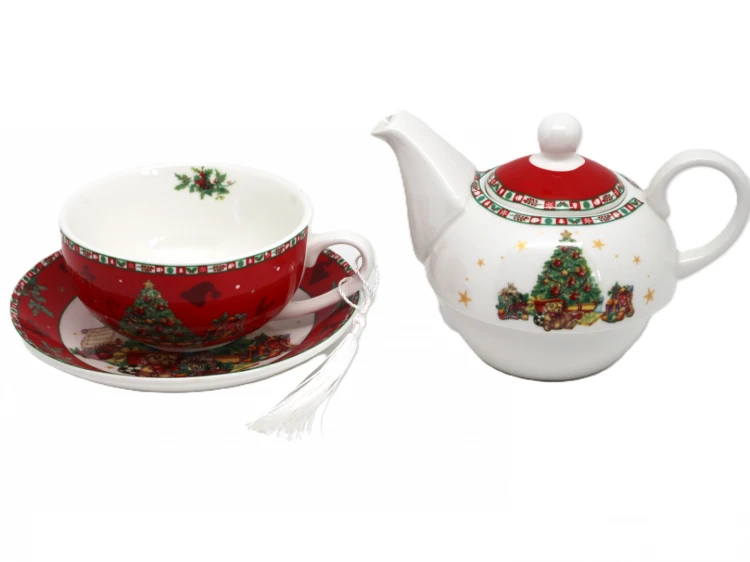 ŚWIĄTECZNY DZBANEK Z FILIŻANKĄ TEA FOR ONE