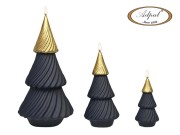 ŚWIECA SPIRAL CHOINKA MAŁA CZARNO-ZŁOTA 9,5CM