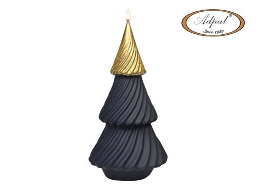 ŚWIECA SPIRAL CHOINKA DUŻA CZARNO-ZŁOTA 21CM