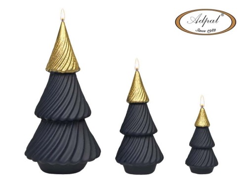 ŚWIECA SPIRAL CHOINKA DUŻA CZARNO-ZŁOTA 21CM