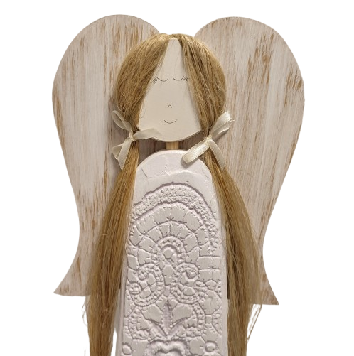 FIGURKA ANIOŁ DREWNIANY RĘKODZIEŁO 56CM