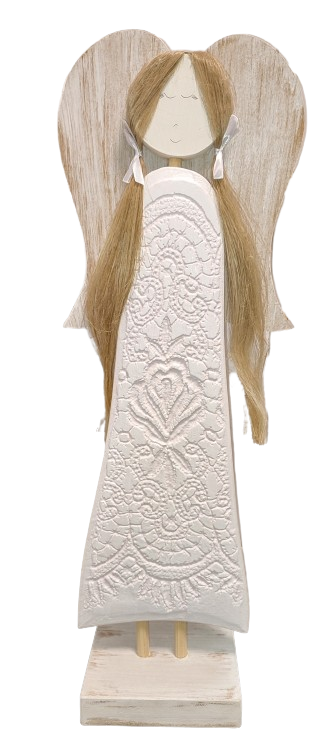 FIGURKA ANIOŁ DREWNIANY RĘKODZIEŁO 56CM
