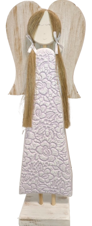 FIGURKA ANIOŁ DREWNIANY RĘKODZIEŁO 56CM
