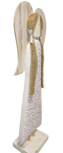 FIGURKA ANIOŁ DREWNIANY RĘKODZIEŁO 56CM