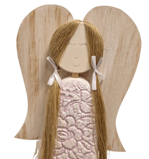 FIGURKA ANIOŁ DREWNIANY RĘKODZIEŁO 56CM