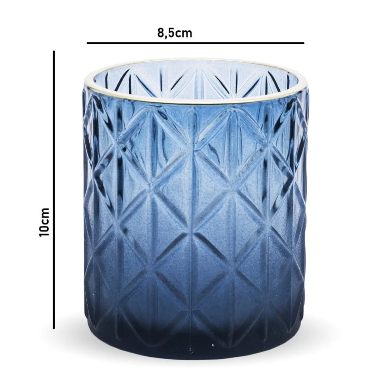 ŚWIECZNIK SZKLANY NIEBIESKI 10x8,5x8,5