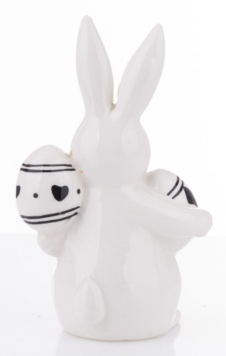 FIGURKA KRÓLIK BIAŁO CZARNY Z JAJKAMI 14,5x8,5x6