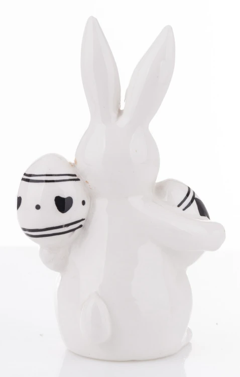 FIGURKA KRÓLIK BIAŁO CZARNY Z JAJKAMI 14,5x8,5x6