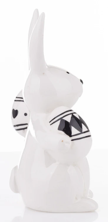 FIGURKA KRÓLIK BIAŁO CZARNY Z JAJKAMI 14,5x8,5x6