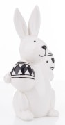 FIGURKA KRÓLIK BIAŁO CZARNY Z JAJKAMI 14,5x8,5x6
