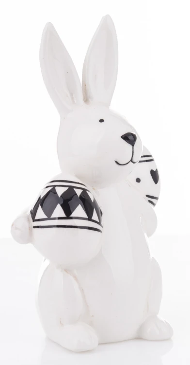 FIGURKA KRÓLIK BIAŁO CZARNY Z JAJKAMI 14,5x8,5x6