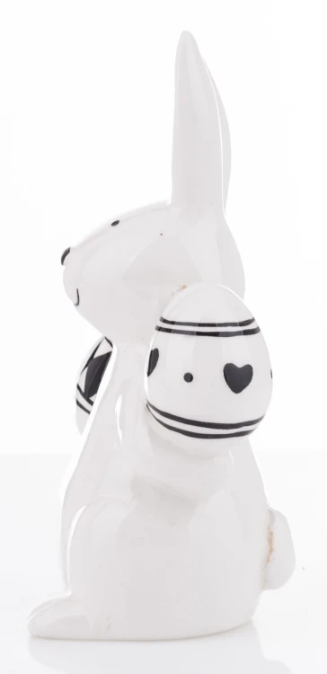 FIGURKA KRÓLIK BIAŁO CZARNY Z JAJKAMI 14,5x8,5x6