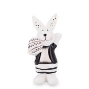 FIGURKA KRÓLIK BIAŁO CZARNY Z JAJKIEM 8,5x4,5x3