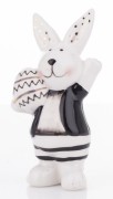 FIGURKA KRÓLIK BIAŁO CZARNY Z JAJKIEM 8,5x4,5x3