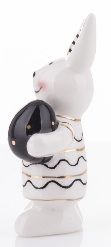 FIGURKA KRÓLIK BIAŁO CZARNY Z JAJKIEM  9x4,5x3
