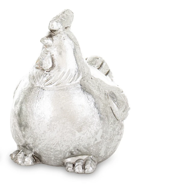 FIGURKA KURA SREBRNA 10,5x8x10