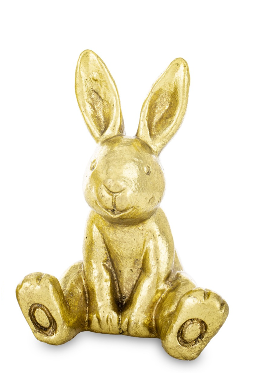 FIGURKA WIELKANOCNA KRÓLIK SIEDZĄCY ZŁOTY 10,5x7,5x7,5