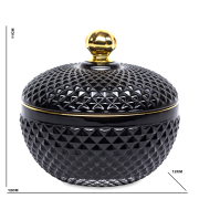 POJEMNIK SZKLANY CZARNO-ZŁOTY H 11CM FI 12CM