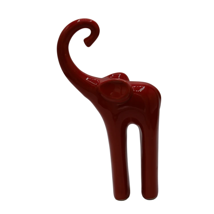 SŁOŃ CERAMICZNY CZERWONY 13,5x6x25cm