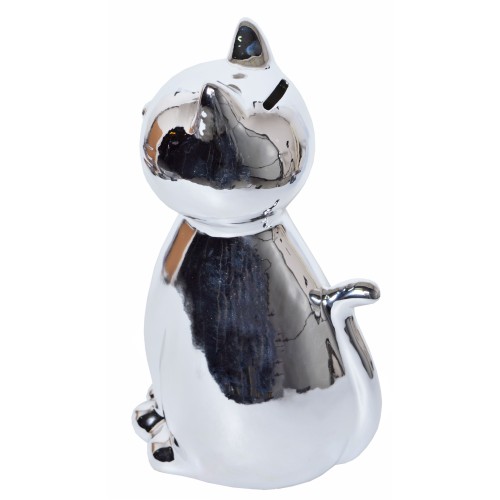 SKARBONKA KOT SREBRNY 24 cm