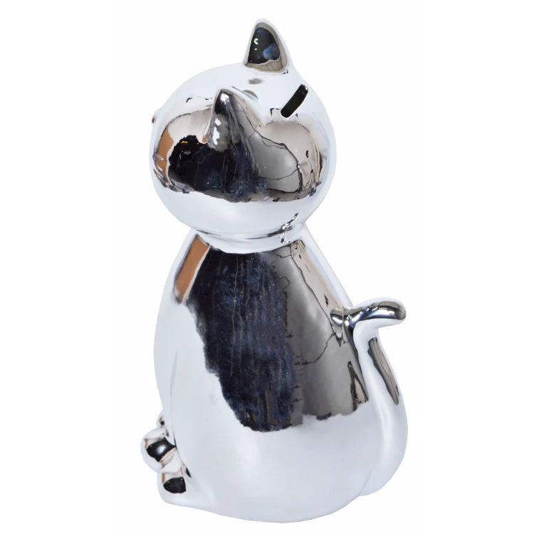 SKARBONKA KOT SREBRNY 24 cm
