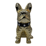 SKARBONKA BULDOG ZŁOTY Z CZARNĄ OBROŻĄ 23,5 cm