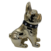 SKARBONKA BULDOG ZŁOTY Z CZARNĄ OBROŻĄ 23,5 cm