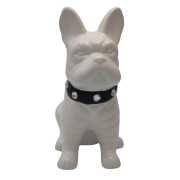 SKARBONKA BULDOG BIAŁY Z CZARNĄ OBROŻĄ 23,5 cm