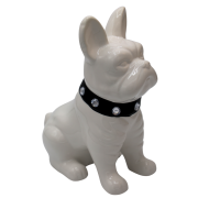 SKARBONKA BULDOG BIAŁY Z CZARNĄ OBROŻĄ 23,5 cm