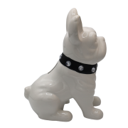 SKARBONKA BULDOG BIAŁY Z CZARNĄ OBROŻĄ 23,5 cm