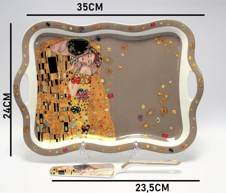 TACA Z ŁOPATKĄ  KLIMT POCAŁUNEK SZARA