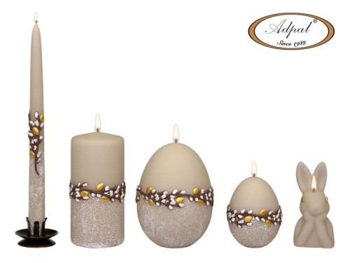ŚWIECA DŁUGA 29CM GOLD EGGS  CAFFE LATTE WIELKANOC