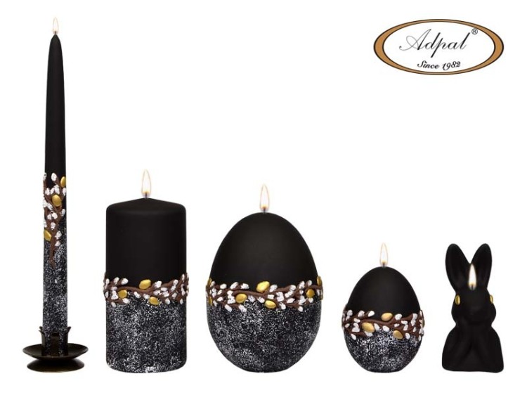 ŚWIECA DŁUGA 29CM GOLD EGGS CZARNA WIELKANOC