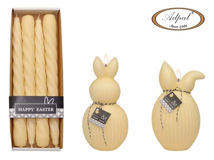 ŚWIECA DŁUGA 23CM 4 SZTUKI FLUFFY BUNNY MATOWA ecru
