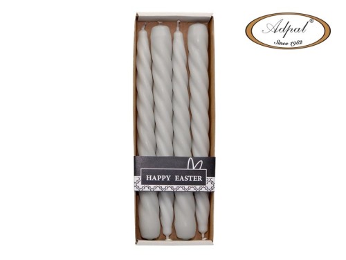 ŚWIECA DŁUGA 23CM 4 SZTUKI FLUFFY BUNNY MATOWA JASNY POPIEL