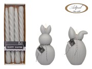 ŚWIECA DŁUGA 23CM 4 SZTUKI FLUFFY BUNNY MATOWA JASNY POPIEL