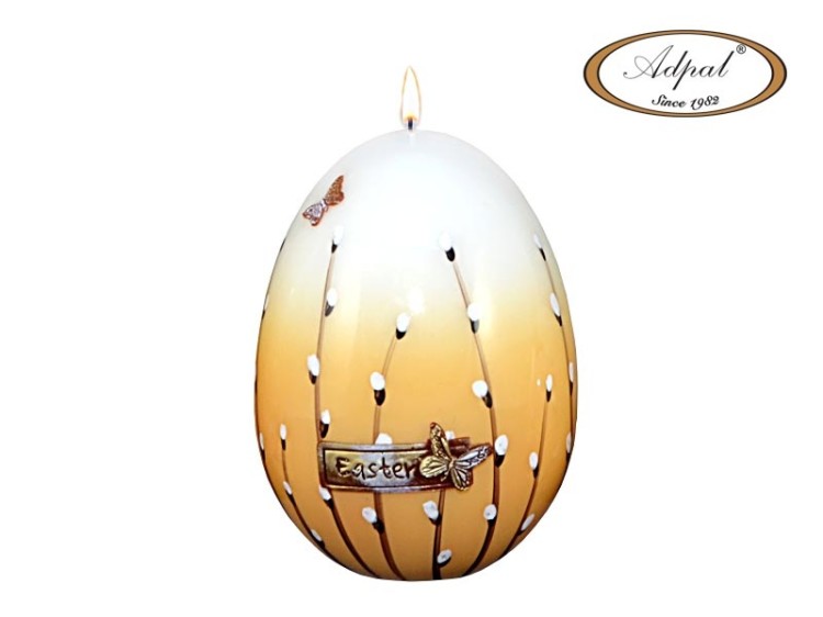 ŚWIECA JAJKO 140/100mm EASTER I LAKIER biały/ brązowy