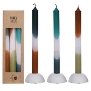 ZESTAW 3 ŚWIEC PETROL - OLIWA DIP DYE 24CM świece stołowe długie