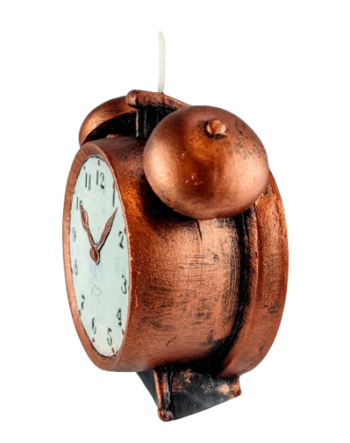 ŚWIECA DEKORACYJNA BUDZIK 130/90/150mm MIEDŹ
