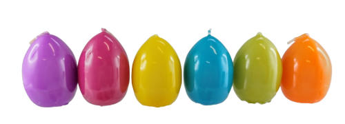 ŚWIECA JAJKO GLOSS 45/65mm 6szt KOLOROWY MIX
