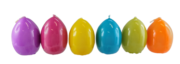 ŚWIECA JAJKO GLOSS 45/65mm 6szt KOLOROWY MIX