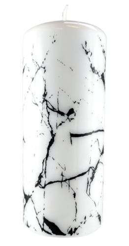 ŚWIECA MARMUR SŁUPEK 80/200 BIAŁO-CZARNY