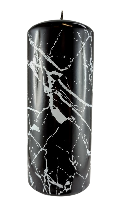 ŚWIECA MARMUR SŁUPEK 80/200 CZARNO-BIAŁY