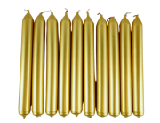 ŚWIECA ZESTAW 10 SZTUK złote 20/170mm świece długie stołowe